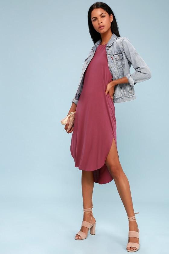 Lush Midnight Lady Washed Magenta Midi Dress | Lulus