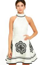 Elliatt Cascade Black And White Jacquard Skater Dress