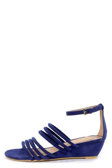 C Label Coco 3 Blue Strappy Sliver Wedge Sandals