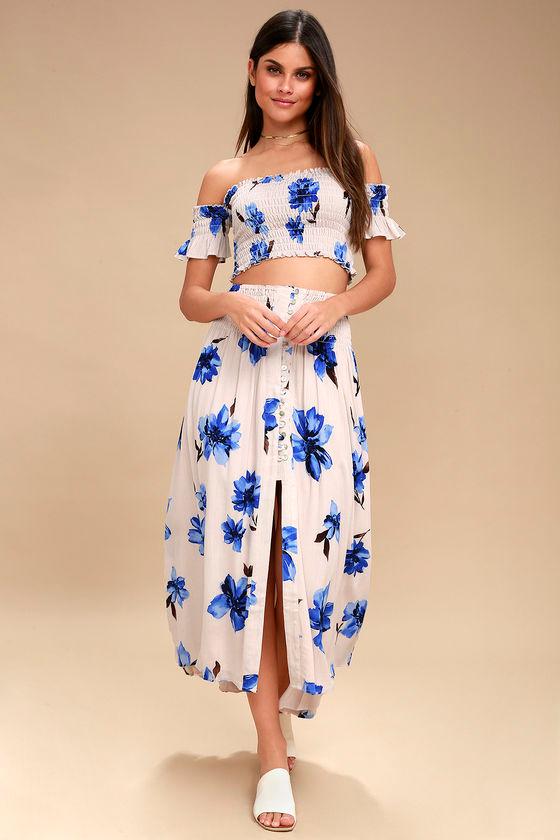 Kapilina Blush Floral Print Two-piece Maxi Dress | Lulus