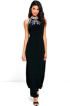 Lulus Mark My Words Black Embroidered Maxi Dress
