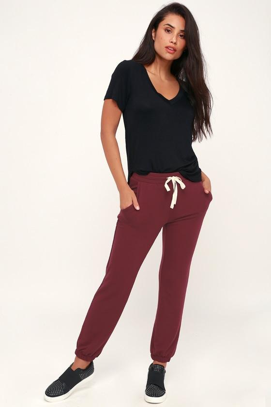 Long Flight Burgundy Drawstring Lounge Pants | Lulus