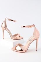 Machi Maxine Rose Gold Patent Ankle Strap Heels | Lulus