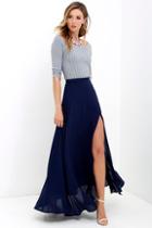 Lulu*s Seaside Soiree Navy Blue Maxi Skirt