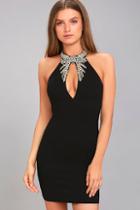 Lulus Alluring Evening Black Beaded Bodycon Dress