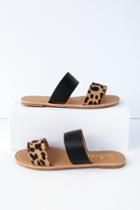 Time To Chill Black Leopard Slide Sandal Heels | Lulus