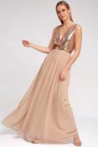 Elegant Encounter Rose Gold Sequin Maxi Dress | Lulus