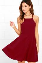 Lulus Call To Charms Wine Red Skater Dress