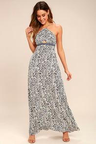 Tavik Kenninton Grey Print Halter Maxi Dress