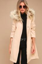Bb Dakota | Colin Light Beige Faux Fur Trim Coat | Lulus