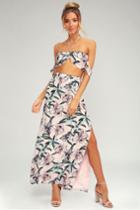 Curacao Blush Pink Floral Print Two-piece Maxi Dress | Lulus