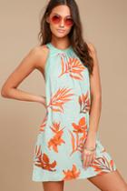 Lulus Capri Seas Mint Green Tropical Print Dress