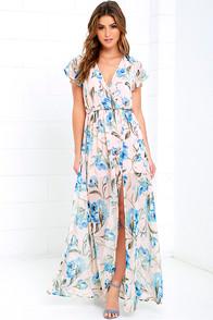 Lulus Where Wildflowers Grow Peach Print Maxi Dress