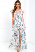 Lulus Where Wildflowers Grow Peach Print Maxi Dress