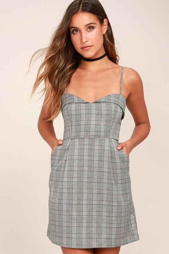 Re:named Honor Roll Grey Plaid Dress | Lulus