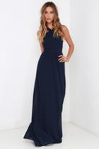 Lulus Air Of Romance Navy Blue Maxi Dress