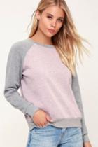 Project Social T Blocked In Pink And Heather Grey Sweatshirt | Lulus