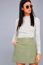Harley Sage Green Vegan Leather Mini Skirt | Lulus