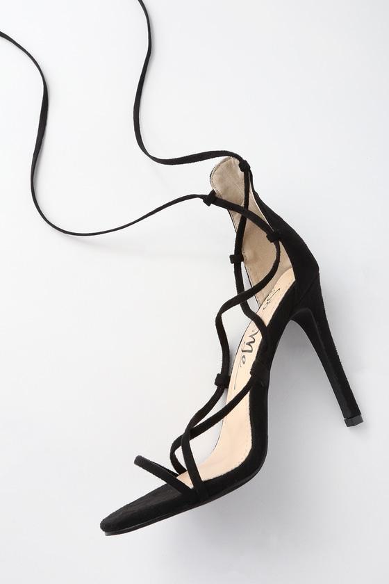 So Me Colina Black Suede Lace-up Heels | Lulus