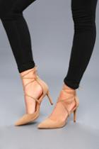Lulus | Marie Taupe Suede Lace-up Heels
