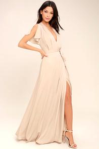 Lulus City Of Stars Nude Maxi Dress