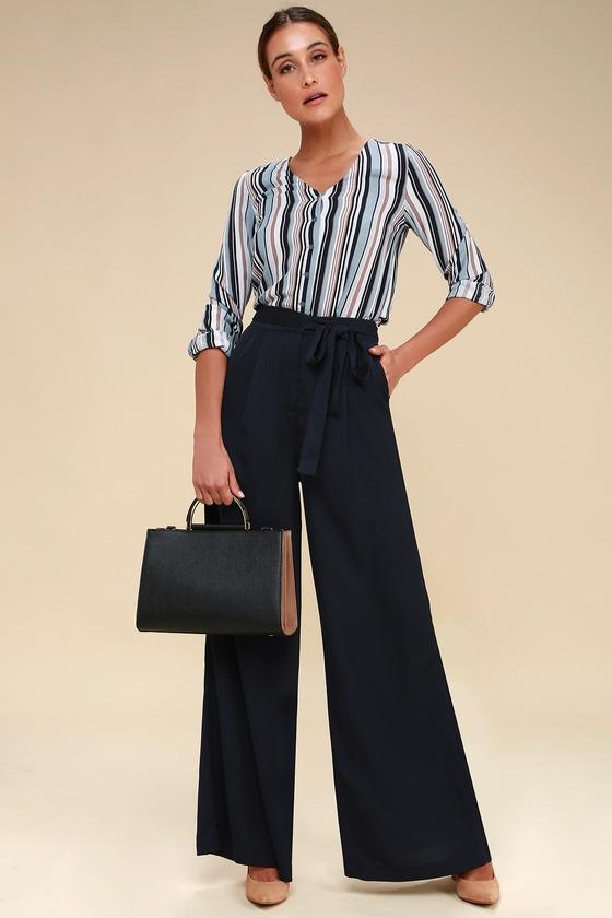 Same Page Navy Blue Wide-leg Pants | Lulus