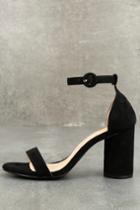 Lulus | Audrina Black Suede Ankle Strap Heels | Size 7 | Vegan Friendly