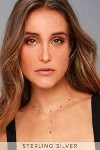Lulus Inner Peace Rose Gold Rhinestone Drop Necklace