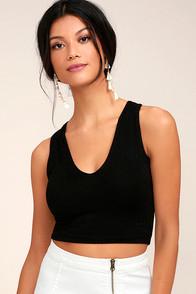 Lulus Feel Like Dancing Black Crop Top