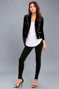 Rd Style Aviana Black Velvet High-waisted Leggings