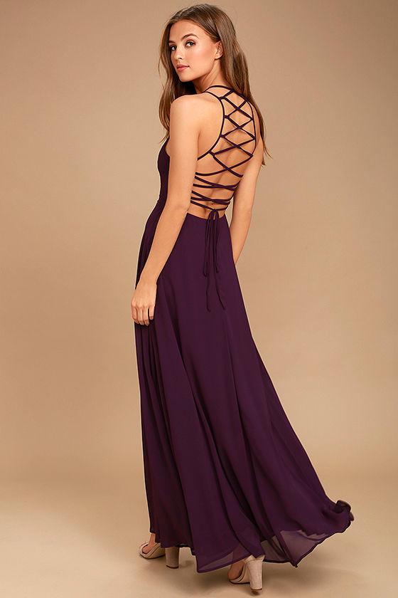 Lulus | Strappy To Be Here Purple Maxi Dress | Size X-small | 100% Polyester