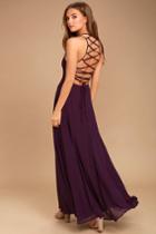 Lulus | Strappy To Be Here Purple Maxi Dress | Size X-small | 100% Polyester