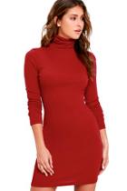 Lulus Phenomenal Feeling Wine Red Long Sleeve Bodycon Dress
