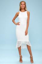 Ali & Jay Sparkling Rose White Lace Bodycon Midi Dress | Lulus