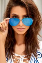 Lulus | Style Radar Blue Mirrored Aviator Sunglasses | 100% Uv Protection