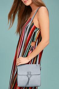 Lulus One And Only Light Grey Crossbody Purse