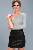 Lulus - Pop Star Black Vegan Leather Mini Skirt