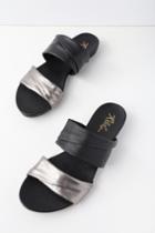 Rebels Scout Black And Pewter Leather Slide Sandal Heels | Lulus