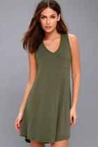 Casually Cool Olive Green Swing Dress | Lulus