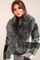 Lulus | Faux-ever Dark Grey Faux Fur Stole | 100% Polyester