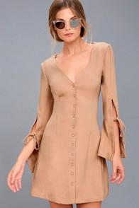 The Fifth Label Jeanne Beige Long Sleeve Dress