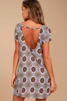 Lulus | Perfect Getaway Blue And Orange Print Shift Dress | Size X-small | 100% Rayon