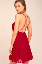 Lulus Letter Of Love Red Backless Skater Dress