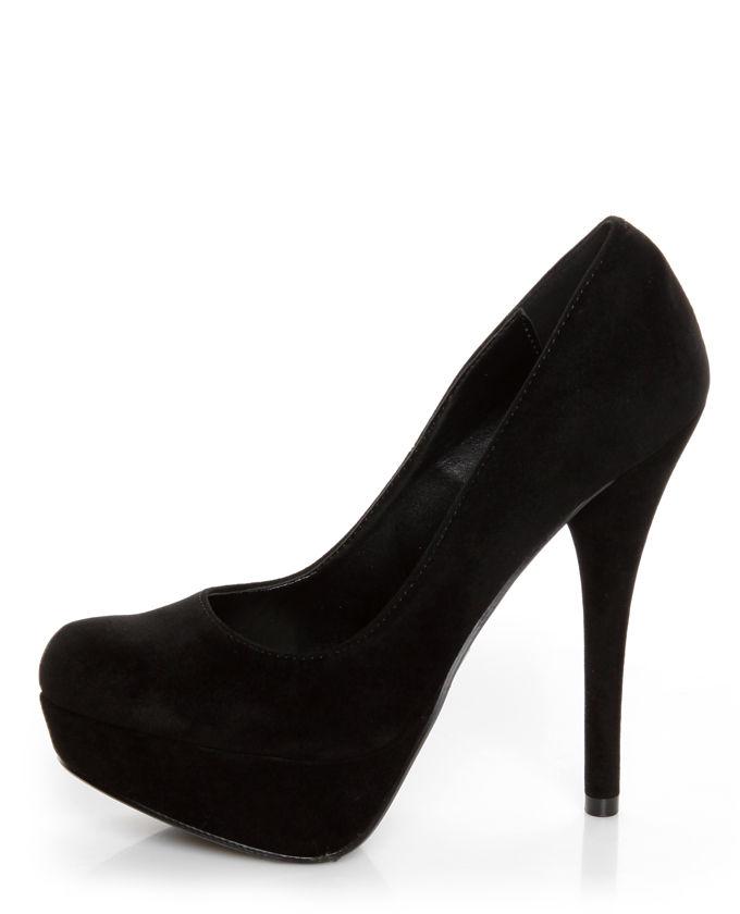 My Delicious Jones Black Suede Platform Pumps