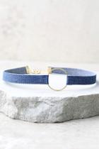 Lulus All I Have Gold And Blue Denim Choker Necklace