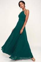 Night Of Romance Emerald Green Sleeveless Maxi Dress | Lulus