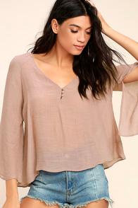 Lulus Catch The Light Mauve Long Sleeve Top