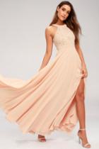 Picture Perfect Blush Lace Maxi Dress | Lulus