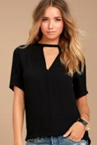 Lulus | Simply Sophisticated Black Top | Size Large | 100% Polyester