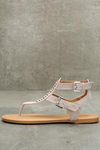 Qupid Draya Taupe Suede Flat Sandals